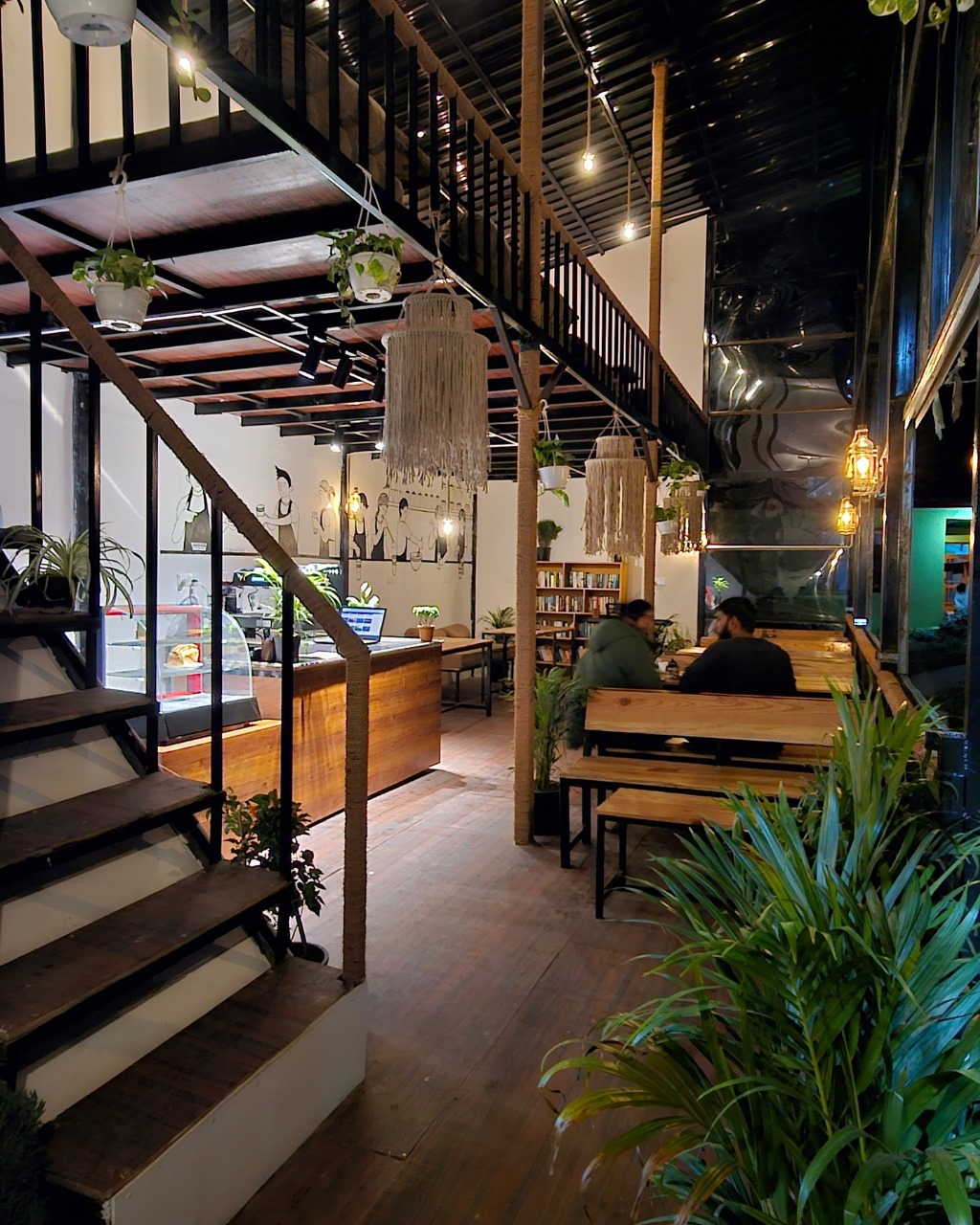 Da'Wiara Cafe interior with stairs